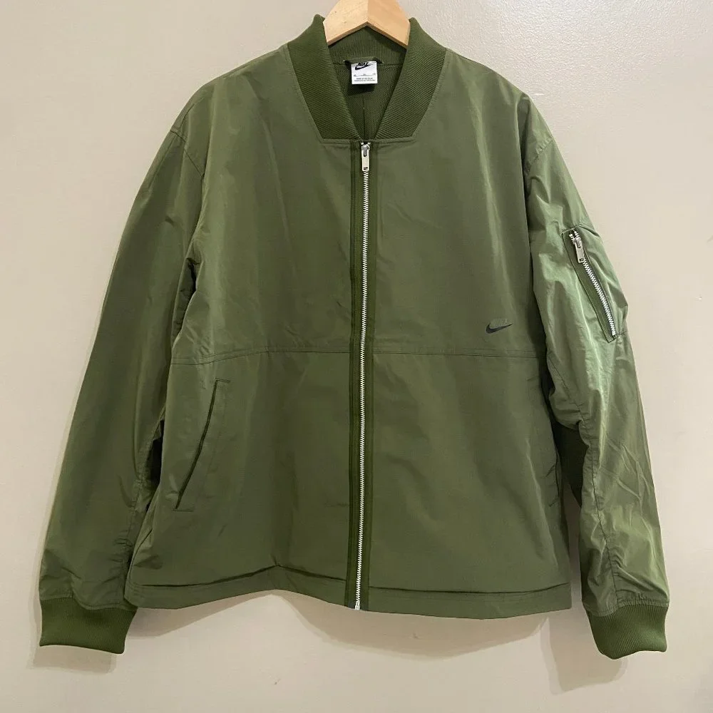 Nike Mens Sportswear Style Lined Bomber Jacket DD4714-326 Rough Green Sz XL NEW